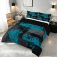 thumbnail image 3 of Manfei Ombre Grunge Queen Comforter Set, Teal Black Oil Painting Comforter Sets Queen, Black Reversible 3 Pieces, 1 Comforter and 2 Pillowcases, 3 of 6