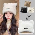thumbnail image 3 of Cute Warm Plush Beanie Hat with Ears Decorative Winter Faux Fur Knitted Use Keep Warm for Women Outdoor Beanie, 3 of 9