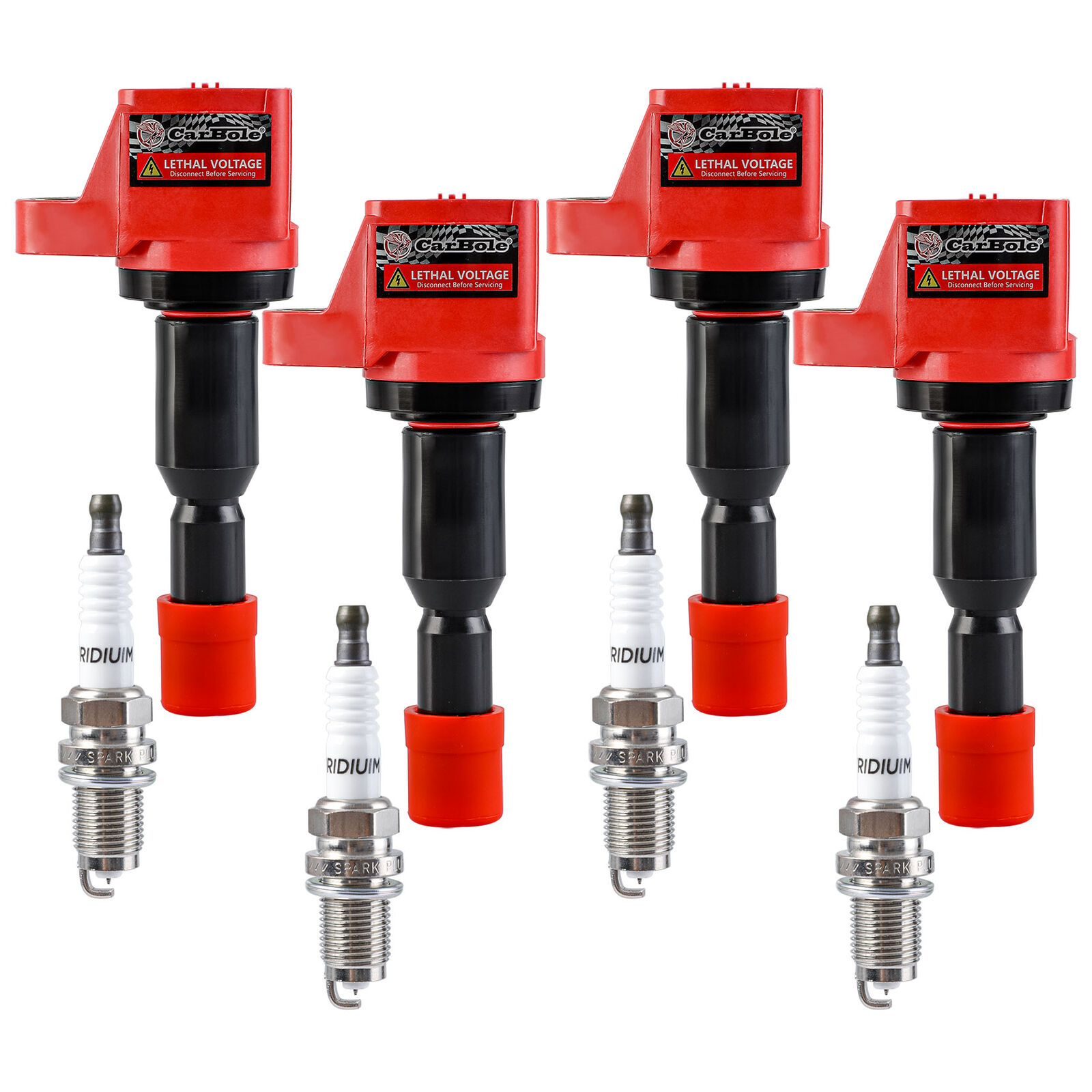 CarBole 4 Pcs Ignition Coils & Spark Plugs for 20072008 Honda Fit 1.5L