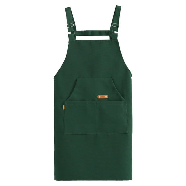 Delantal de poliéster de estilo coreano para hombre y mujer, color verde oscuro