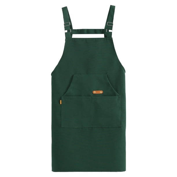 Delantal de color liso para hombre y mujer, poliéster, verde