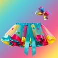 thumbnail image 5 of KkSLirnhs 6-8 Years Girls' Cute Bubble Mini Skirt with Fluffy Tulle Layers for Summer Lightweight Rainbow Sequin Sparkling Tutu Dancing Mesh Skirt Multicolor, 5 of 6