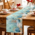 thumbnail image 5 of Teal Coastal Table Runner 90 Inches, Summer Beach Starfish Shell Coral Nautical Bed Runner Dresser Scarves Tabletop for Indoor Outdoor Parties/Ceremony/Banquet, 13" x 90", 5 of 8
