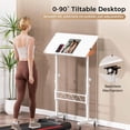 thumbnail image 3 of Standing Desk Adjustable Height & Tiltable Tabletop, Portable Stand Up Desk for Laptop, Mobile Folding Desk for Home Office Work and Walking Pad Treadmill, Height 30.7"-46.4", White, 3 of 5