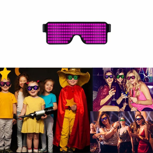 Gafas de fiesta LED Gafas LED recargables por USB para regalos de fiesta con 8 patrones Pantalla LED Parpadeo rápido opcional para decoraciones de cumpleaños (rosa) brillar Electrónica