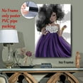thumbnail image 2 of African Woman Canvas Wall Art African American Woman Poster Fashion Perfume Wall art Purple Flower Prints Black Girl Painting African Girl Artwork High Heel Pictures Wall Decor Unframed, 2 of 6
