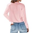 thumbnail image 2 of Njoeus Plaid Shirts for Women, Women's Crew-Neck Cropped Pullover Plain Long Sleeve Sweatshirt Crop Tops Blouse, 2 of 4