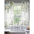 thumbnail image 2 of Sage Green Eucalyptus Leaves Sheer Curtains 72 Inch Length 2 Panels for Living Room, Spring Botanical Floral Voile Kitchen Curtain Set, Luxury Privacy Drapes Window Treatment for Bedroom, 2 of 7
