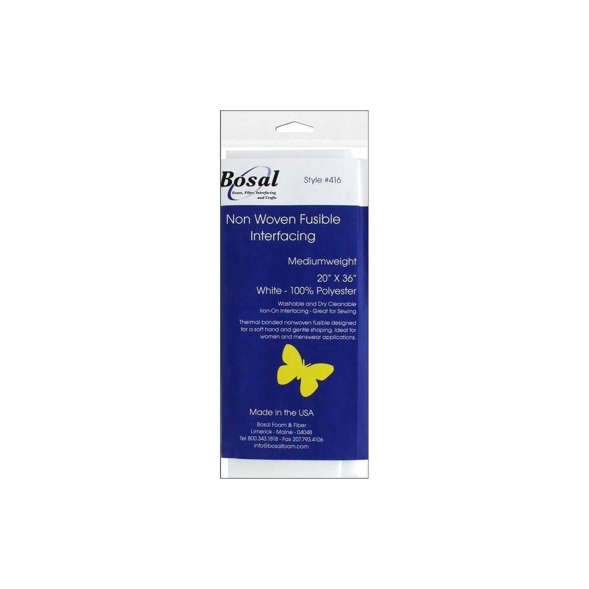 Bosal Interfacing Non Woven Fusible Med 20x36' Wht