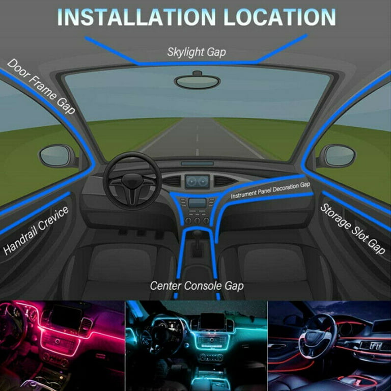 8M Auto Car Interior Atmosphere Wire Strip Light LED Decor Lamp Accessories  APP 