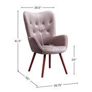 Roundhill Furniture Doarnin Wingback Chair, Mauve