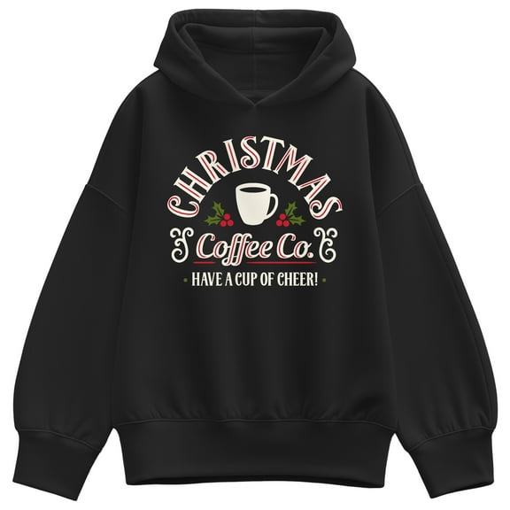 Instant Message - Christmas Coffee Co - Ladies Oversized Fleece Hoodie Sweatshirt