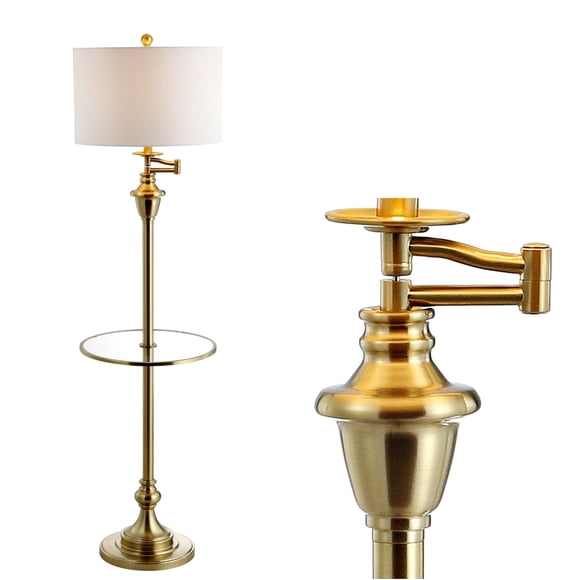 JONATHAN Y JYL3055A Cora 60" Metal/Glass LED Side Table and Floor Lamp Contemporary,Transitional for Bedrooms, Living Room, Office, Reading, Brass Gold