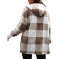 thumbnail image 2 of Innerwin Veste à Capuche Manches Longues Cardigan pour Femmes Manteau Confortable à Carreaux Khaki TP, 2 of 3