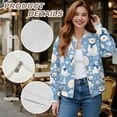 thumbnail image 6 of Xixirimido Women's Windbreaker Bomber Jacket Zip Up Jacket Fall Winter Casual Coat Lightweight Women Loose Fit Outerwear with Pockets, Pola Bear Blue, 3X-Large, 6 of 7