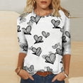 thumbnail image 4 of Hauts pour Femmes T-Shirt à Manches 3/4 à Imprimé Cœur de la Saint-Valentin à Col Rond Noir m, 4 of 6