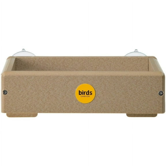 Birds Choice Recycled Poly-Lumber Window Mount Platform Bird Feeder, Taupe