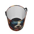 thumbnail image 3 of Fotbe Cute Colorful Flower French Bulldog Laundry Basket with Handles, Waterproof Large Laundry Hamper, Wash Bag for Corner Dorm, Rolling Laundry Basket with Handles-Medium, 3 of 8
