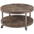thumbnail image 1 of SEI Meubles Konya 32" Rond Urbain Industriel Mobile Table Basse en Chêne, 1 of 10
