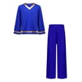 thumbnail image 4 of Aislor Boys Praise Dance Outfits Liturgical Worship Pullover Top with Wide Leg Pants Bottom for Themed Party Blue 12, 4 of 7