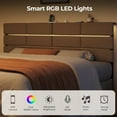 thumbnail image 5 of King/Cal King Size Upholstered Headboard, Adjustable Head Boards with LED Light & Charging Station, Bed Headboard Only, Attach Frame, Ideal for Bedroom, Dorm, Guest Room, Beige, 5 of 18