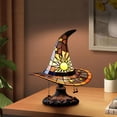 thumbnail image 6 of Diceymbol Halloween Stained Glass Witch Hat Lamp Gothic Night Light for Bedroom Mantel Shelf Decor 12 Inch, 6 of 8