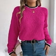 thumbnail image 7 of Olyvenn Womens Sweaters Trendy Cable Knit Crewneck Long Sleeve Pullover Fall Winter Warm Basic Jumper Soild Color Sweater Hot Pink XL, 7 of 7