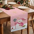 thumbnail image 5 of Pink Snowman Christmas Cotton Linen Table Runner for Dining Kitchen, Xmas Snowflake Winter Bird Wedding Outdoor Party Tablerunners Decoration, Dresser Scarf Coffee Tablecloth Runners 13x120 Inches, 5 of 9
