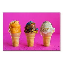 Elephant Stock Sundae Ice Cream Cones Wall Art - Horizontal Canvas Wall Art - Dining Room Wall Decor - Food And Drink Canvas - Pink And Orange Decor - 12" x 8"