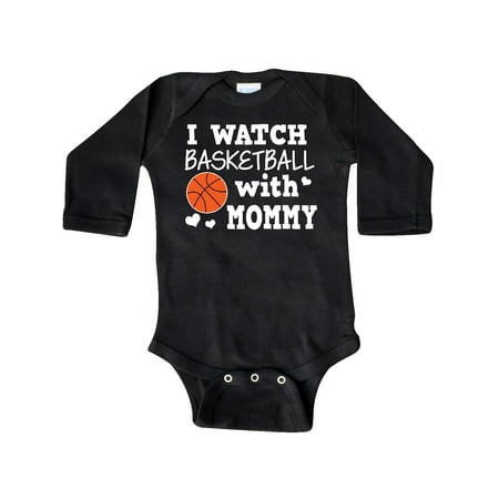 

Inktastic I Watch Basketball with Mommy Gift Baby Boy Long Sleeve Bodysuit