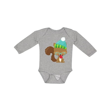 

Inktastic Hipster Squirrel Squirrel With Glasses Scarf Hat Boys or Girls Long Sleeve Baby Bodysuit