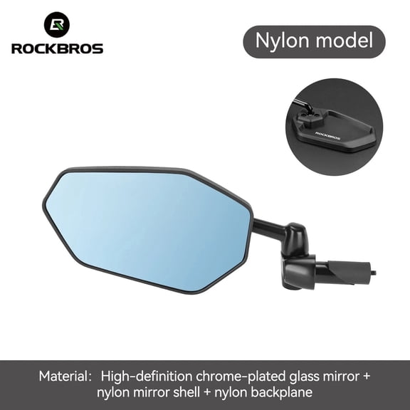 ROCKBROS Handlebar End Bike Mirror, Left-Side 360° Rotatable Anti-Glare Nylon Rearview Mirror for Cyclists