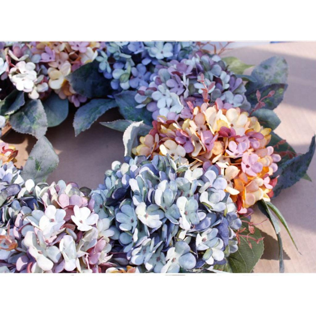 Details about   Artificial Hydrangea Wreath Garland Hanging Ornament Front Door Wall Decor 22" 