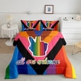 thumbnail image 1 of YST Pride Bedding Full, People Celebrating International Day for Lgbt Community Comforter Set Colorful Rainbow Striped Bed Comforter, All Are Welcome Victory for Love 3 Piece Bed Set, 1 of 1