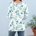 thumbnail image 6 of Uaswgudfs ​Women's 3/4 Sleeve Round Neck T-Shirt: Floral Abstract Accents & Lightweight Fabric for Casual Summer BlousesLight BlueL, 6 of 7