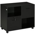thumbnail image 1 of Black Mobile Printer Stand with File Cabinet & Lock - Office Storage for Letter/A4 - 31.5" W x 15.7" D - Versatile Filing Cabinet for Living Room, Bedroom & Office, 1 of 7