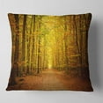 thumbnail image 2 of Designart Pathway in Green Autumn Forest - Photography Throw Pillow - 18x18, 2 of 5