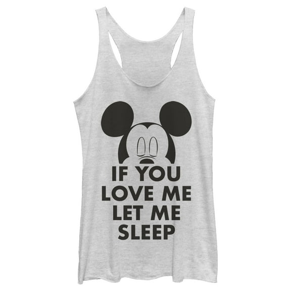Women's Mickey & Friends If You Love Me Let Me Sleep Racerback Tank Top White Heather 2X Large