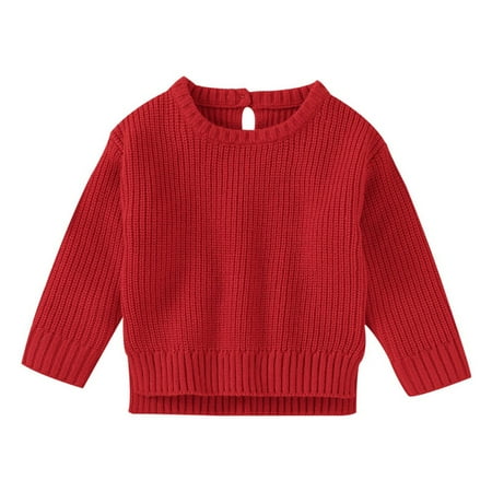 

LOVEBAY Toddler Baby Girl Boy Knit Sweater Blouse Warm Crewneck Pullover Solid Color Sweatshirt Long Sleeve Tops Fall Winter Clothes
