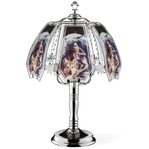 OK Lighting 23.5"H Wolf Theme Touch Lamp, Black Chrome