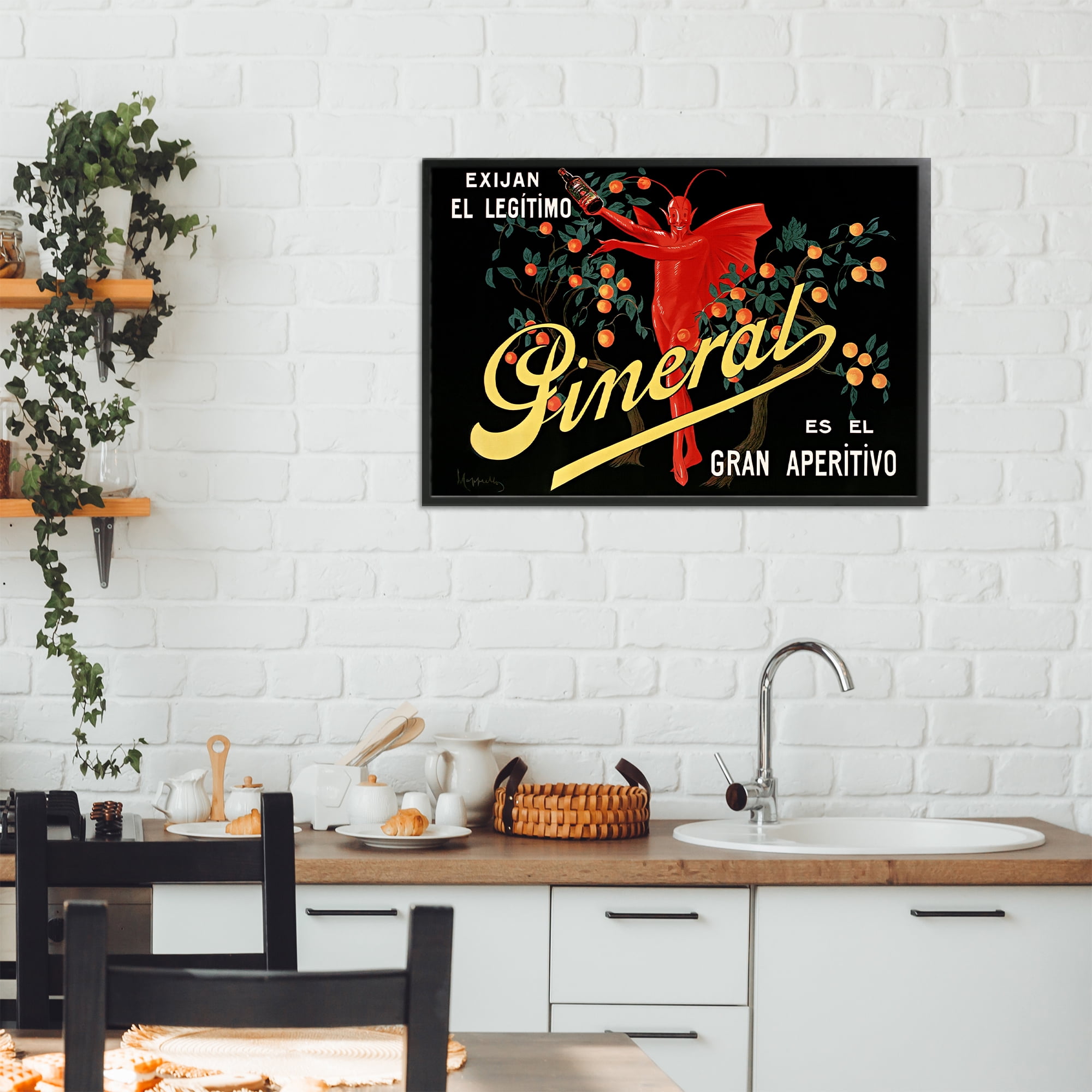 Stupell Industries Aperitif Poster with Character Black Framed Giclee Art, design by Leonetto Cappiello