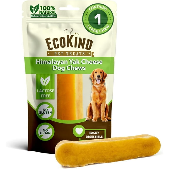EcoKind Yak Milk Dog Chews for Large Dogs, Yak Stick Dog Treats, Himalayan Dog Chews, 1 Pack, 3 oz