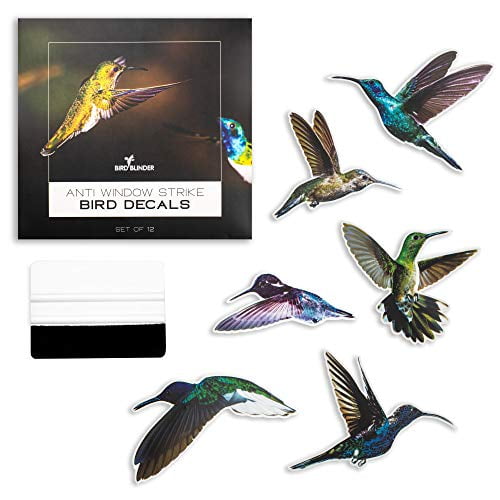 32 Pieces Extra Large Hummingbird Butterfly Window Clings Static Stickers Decor for Glass Windows and Doors Anti-Collision Window Decoration Decals Non-Adhesive Vinyl Cling to Alert Birds