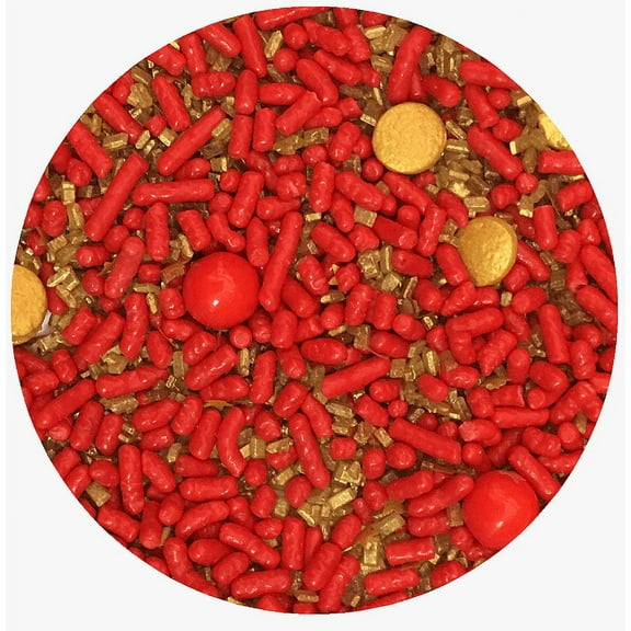 Sprinkle Deco® Red and Gold Edible Decoration Confetti Sprinkles Cake Cookie Cupcake IceCream Donut Quins