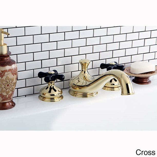 Kingston Brass Polished Brass and Black Roman Tub Bathroom Faucet