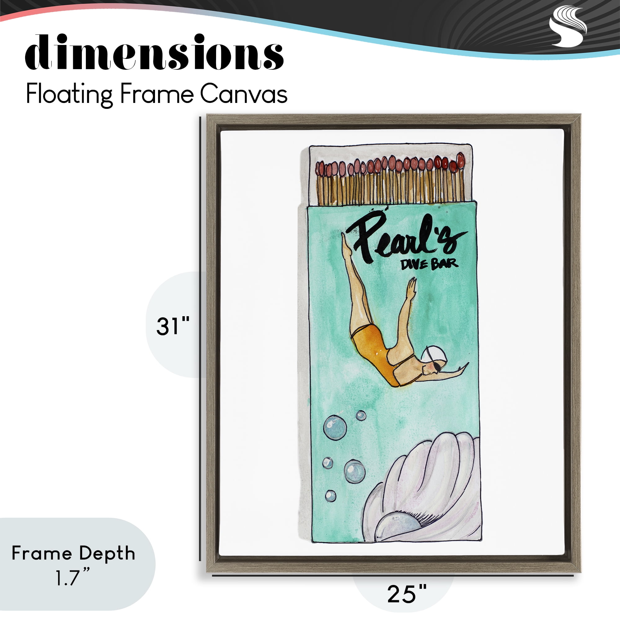 Stupell Industries Pearl Dive Matchbox Brown Framed Floater Canvas Wall Art, design by Nola James