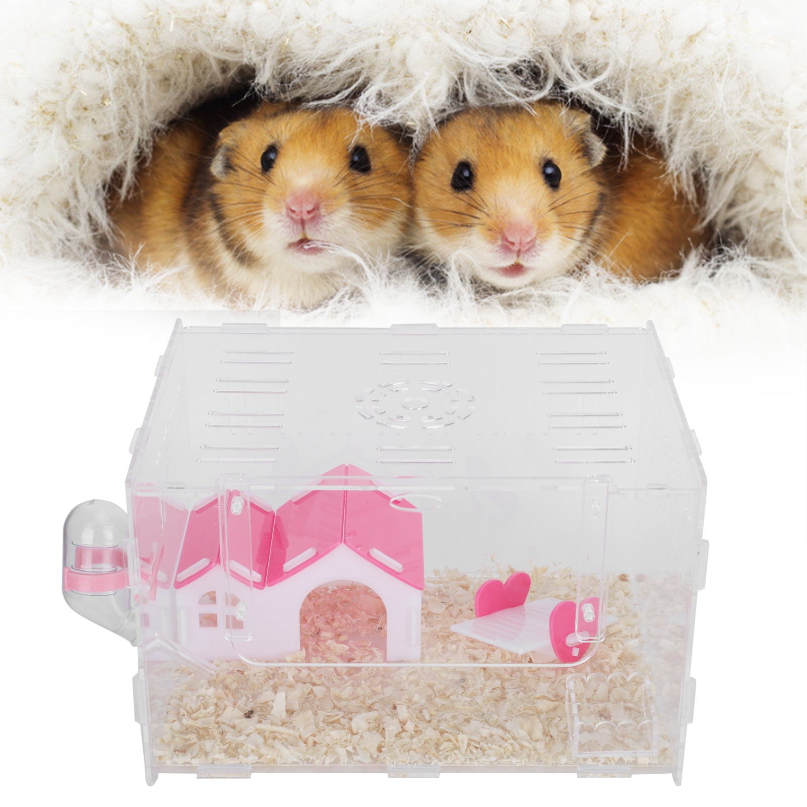 Suodoka Clear Acrylic Hamster Cage Small Animal Habitat Single Layer Transparent Pet Castle Large 13.39 inches / 34 cm
