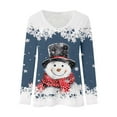 thumbnail image 4 of KHONTS Crewneck Christmas T Shirts for Women Snowman Long Sleeve Xmas Casual Loose Pullover Tops Blue L, 4 of 4