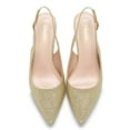 thumbnail image 3 of Zhabtuc Women Slingback Kitten Heels Closed Pointed Toe Ankle Strap Pumps Work Office Shoes Gold Size 8, 3 of 6