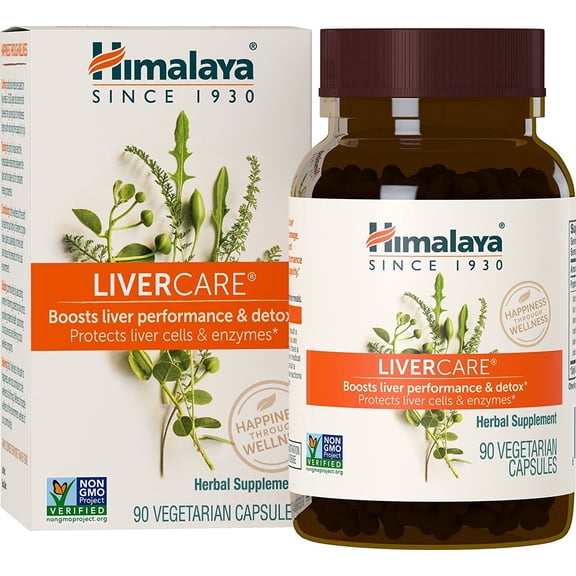 Himalaya LiverCare Supplement, Liver Cleanse Formula, Eliminates Waste, Cleansing, Vegan, Non-GMO, 90 Capsules